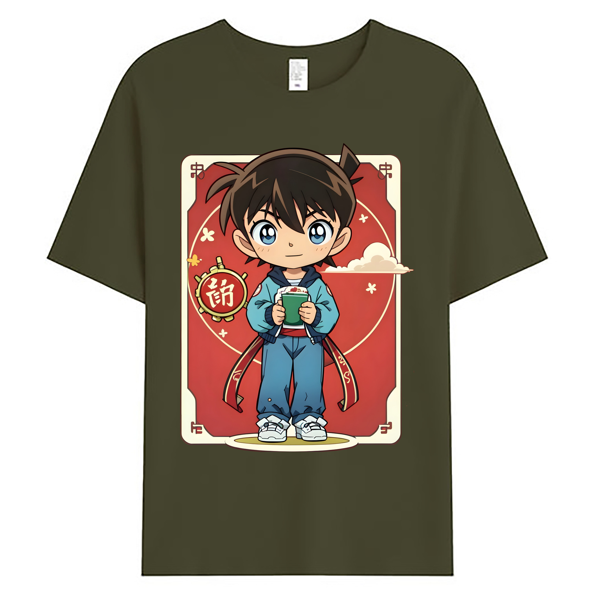 （画像用） 名探偵コナン 江戸川 コナン Detective Conan Conan Edogawa 綿100％ メンズ半袖Tシャツ｜肌触りやわらか＆通気性
